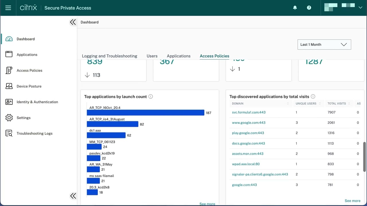 Citrix SPA user risk profiles