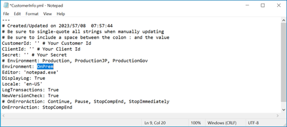 Above is the parameter you would need to edit in the CustomerInfo.yml file.